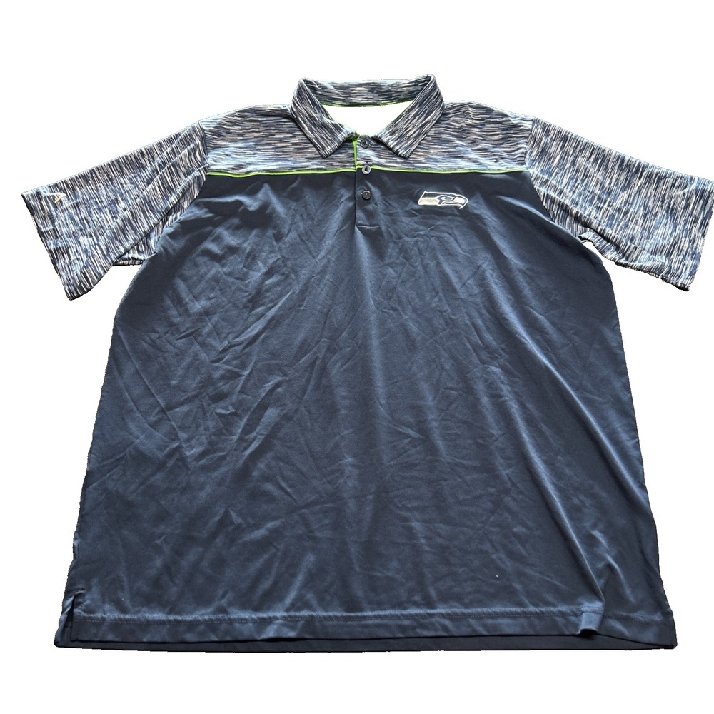 Antigua Seattle Seahawks NFL Logo Mens Blue XL Polo‎ Shirt Short Sleeve